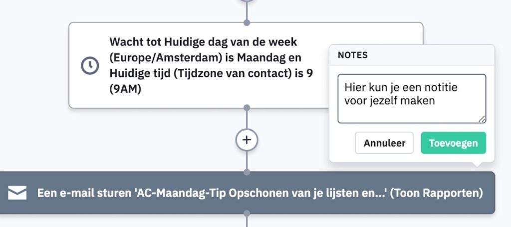 winst met activecampaign notitie maken