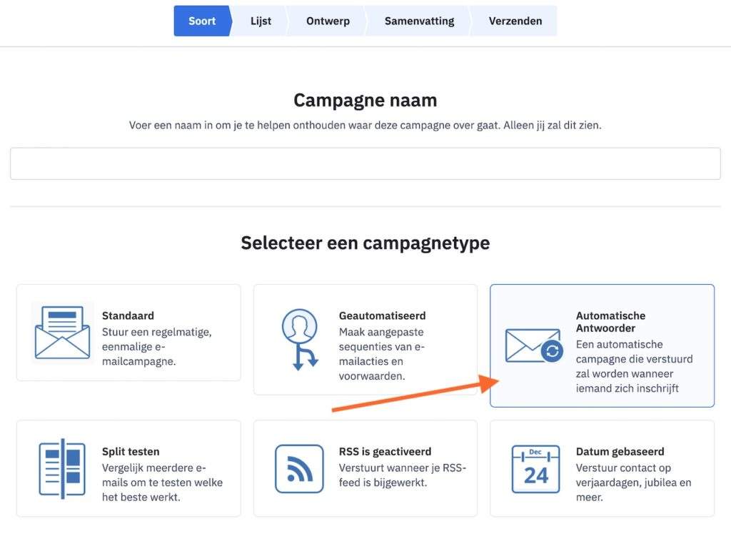 winst met activecampaign opties voor een campagne